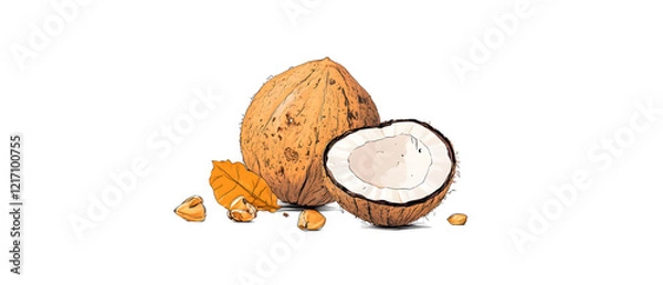 Fototapeta coconut are a healthy food. And it is a useful fruit.