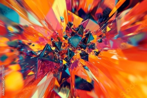 Fototapeta Kaleidoscopic Geometric Energy Explosion