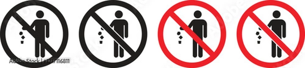 Fototapeta No littering prohibited warning vector icon, Public litter warning information icon symbol. Vector illustration