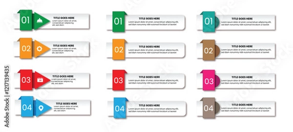 Fototapeta infographic banners with colorful shapes, Flat table of contents infographic