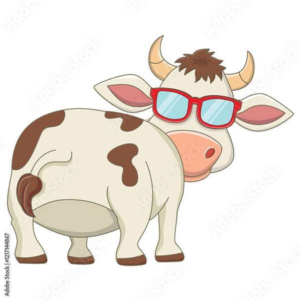 Fototapeta Funny cow cartoon characters vector illustration.