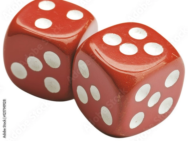 Fototapeta Isolated Two Red Dice with White Dots