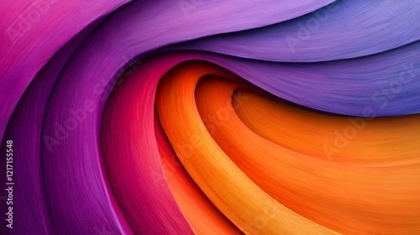 Fototapeta Vibrant Gradient Curve Blending Orange and Purple Abstract Art Design