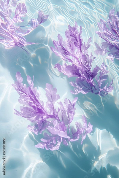 Fototapeta elegant purple algae floating on the water of a pool
