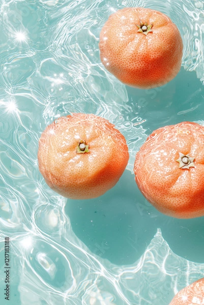 Fototapeta juicy sliced oranges floating on the water
