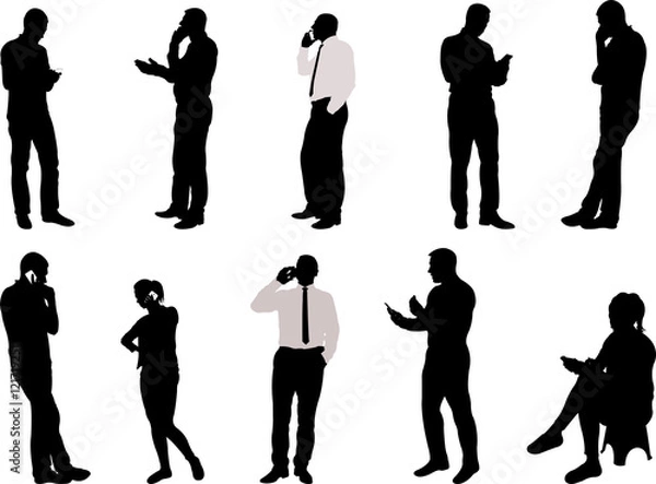 Obraz people silhouettes with phone - vector