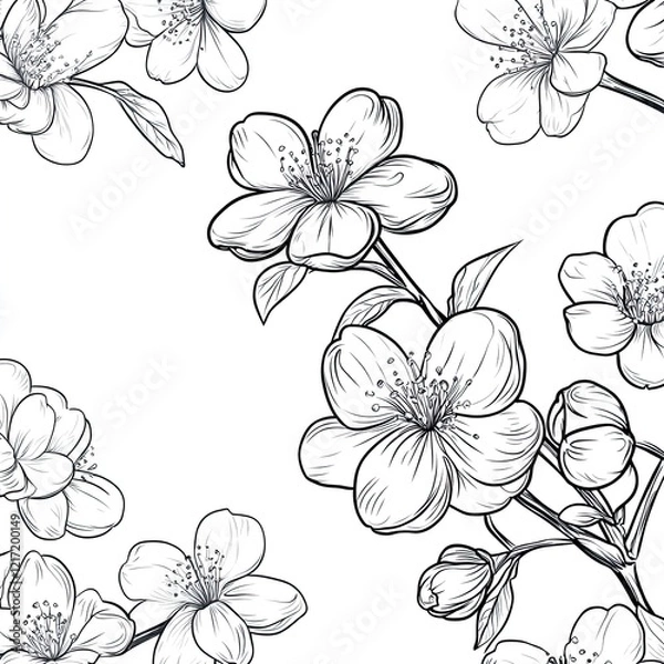 Fototapeta Blossoming Cherry Trees in Spring Soft Pink Petals and Gentle Breeze