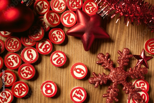 Obraz christmas bingo numbers flat style