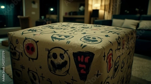 Fototapeta Creative Hand-Drawn Doodles on Kraft Paper in Sharp Focus