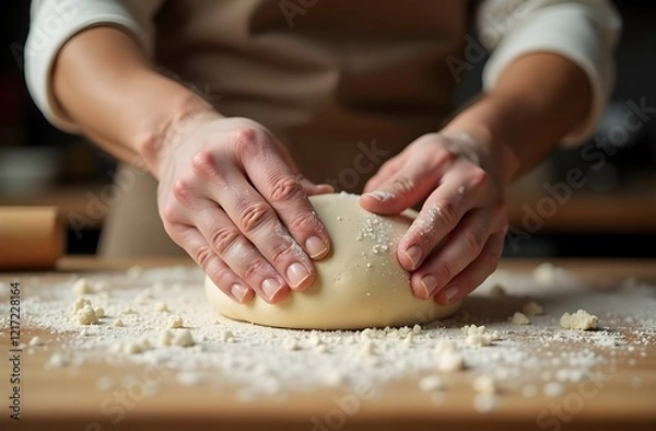 Obraz person kneading dough