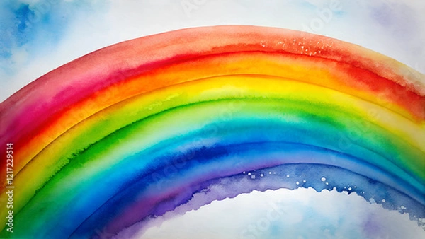 Obraz Watercolor Rainbow Background, Vibrant Colors Symbolizing Hope and Life for Children Facing Cancer, with Copy Space