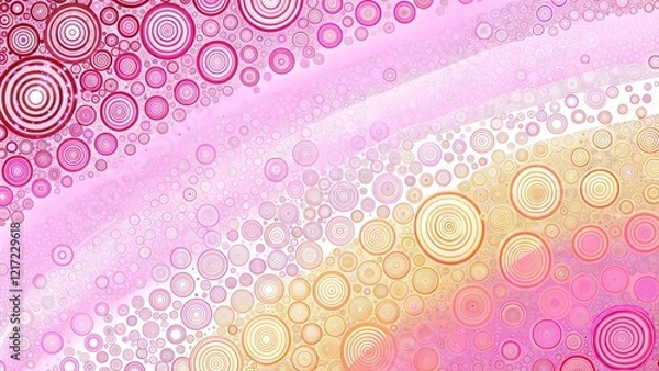 Fototapeta Pink and Yellow Bubble Pattern with Gradient Swirls