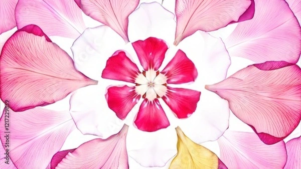 Obraz Pink and White Petal Arrangement in Mandala Shape