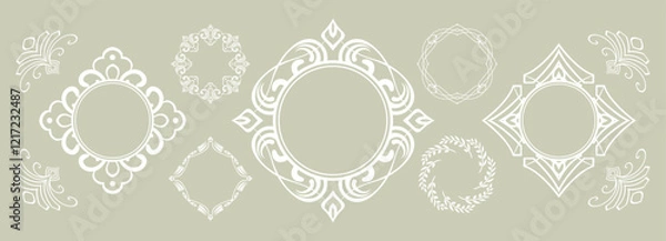 Fototapeta 高級感のあるビンテージ調のフレームデザインセット