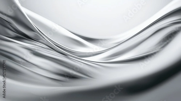 Fototapeta Abstract digital art piece with a black and white color scheme. it features a wave-like pattern that creates a sense of movement and depth.