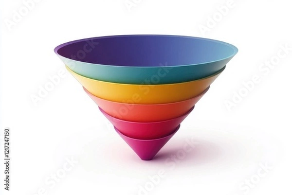 Fototapeta Five-part funnel diagram, essential visual for business strategies, presentations, and website optimization