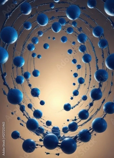 Fototapeta A mesmerizing swarm of blue spheres moving in a spiral pattern through the air, kinetic, hypnotic