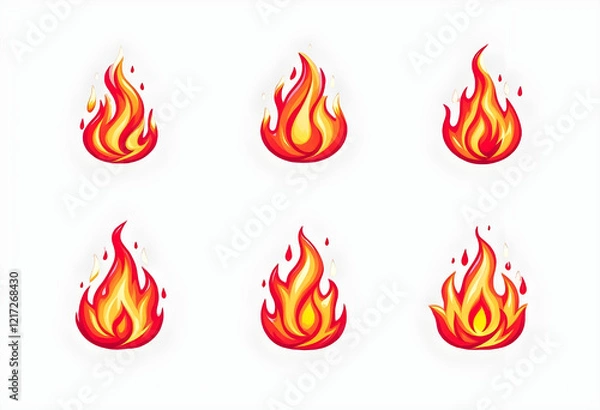Fototapeta Animated Fire Flames Icons Set for Design