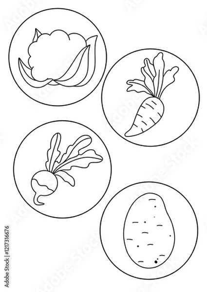 Fototapeta set of vegetables and fruits