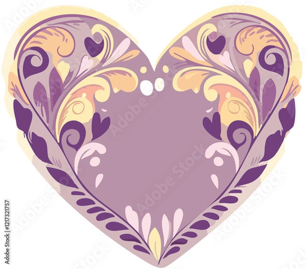 Obraz purple heart with floral pattern