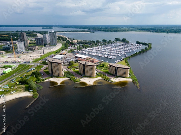 Fototapeta Aerial view of Almere Poort, The Netherlands
