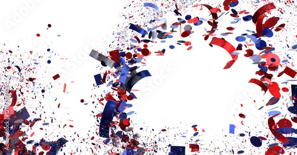 Fototapeta Red Blue Confetti Explosion Background