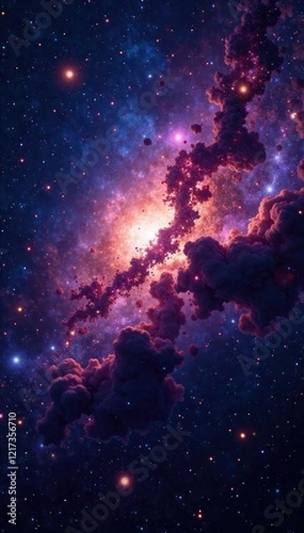 Fototapeta Filled with gas and dust in Cassiopeia constellation, galaxy, cosmos, Space