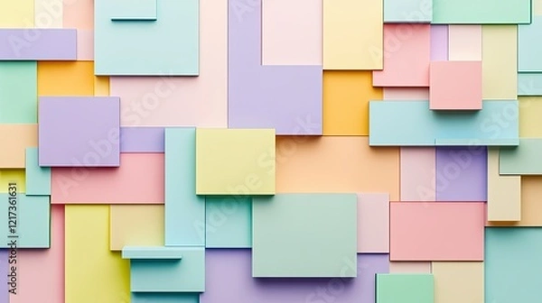 Fototapeta A close-up view of a variety of small, pastel-colored 3D blocks arranged in a seemingly random pattern.
