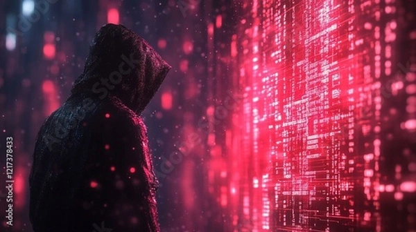 Obraz A futuristic digital bank with blockchain security protecting sensitive customer data from cybercriminals. 486