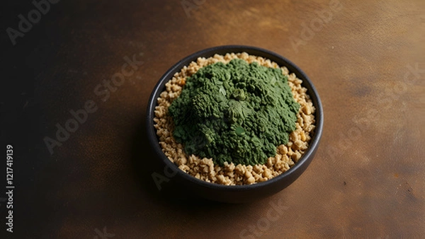 Fototapeta Assorted Colorful Spices in a Rustic Wooden Bowl Natural Culinary Ingredients for Cooking and Flavor.