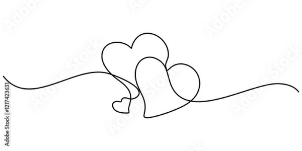 Fototapeta Hand drawn doodle heart. Stroke is editable so you can make it thiner or thicker. Continuous seamless line art drawing, Heart shape outline, Continuous line icon, One line  Drawing or illustration. 