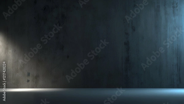 Fototapeta Soft Blue Foggy Stage Lights Atmospheric Background for Concert Performance Show and Creative Events.