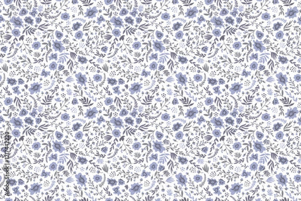 Fototapeta Seamless floral pattern in pale purple and white. Vector illustration.