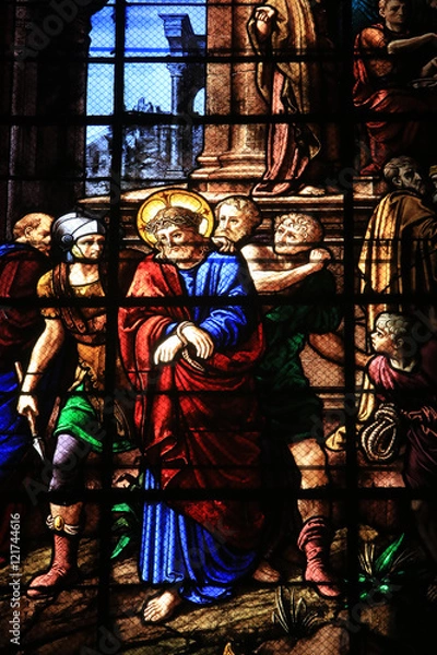 Fototapeta L'arrestation de Jésus-Christ. Abbatiale Saint-Pierre Notre-Dame-des-Ardents. Lagny-sur-Marne. / The arrest of Jesus Christ. St. Peter's Abbey Notre-Dame-des-Ardents. Lagny-sur-Marne.