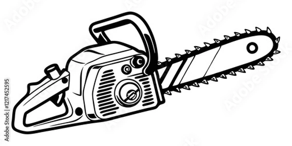 Obraz chainsaw logo, black outline, vector graphic, transparent background