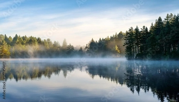 Fototapeta reflection of trees in water
