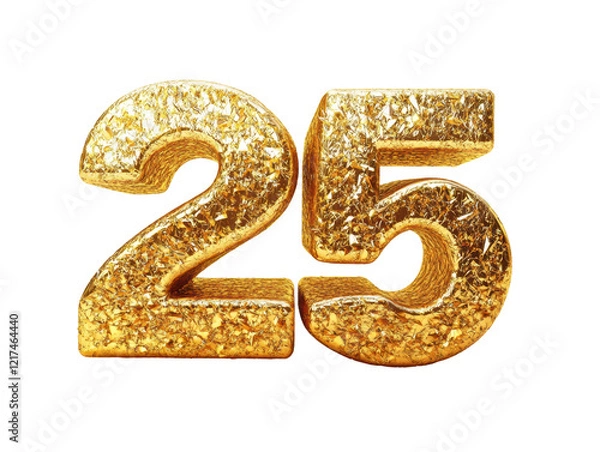 Fototapeta Isolated Golden 3D Number 25