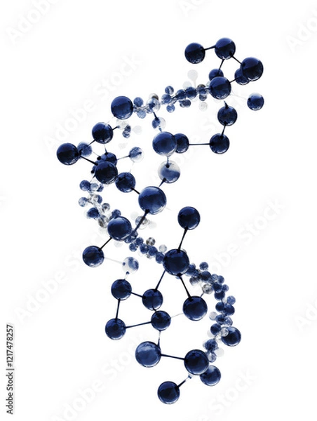 Fototapeta Isolated 3D Molecular Structure Render in Blue and White