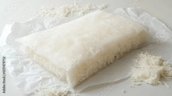 Fototapeta Soft and Fluffy Rice Noodles on White Background
