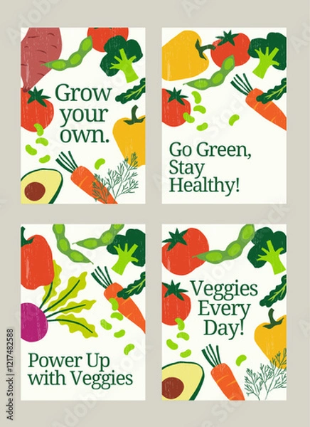 Obraz Set of 4 vegetable poster designs.