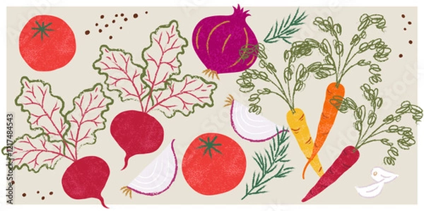 Obraz Hand-Drawn Organic Vegetables