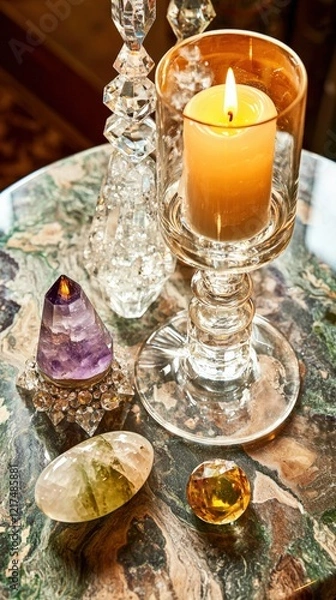 Fototapeta Elegant Display of Crystals and Candlelight