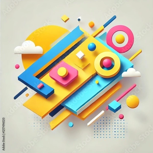 Obraz Colorful Geometric Abstract 3D Design with Modern Shapes