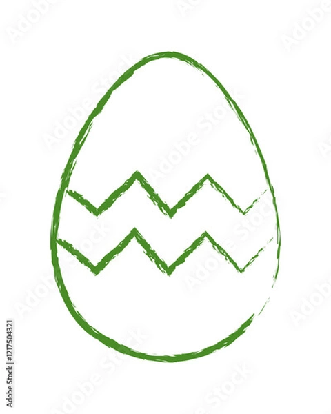 Fototapeta Hand-drawn Easter egg with zigzag pattern