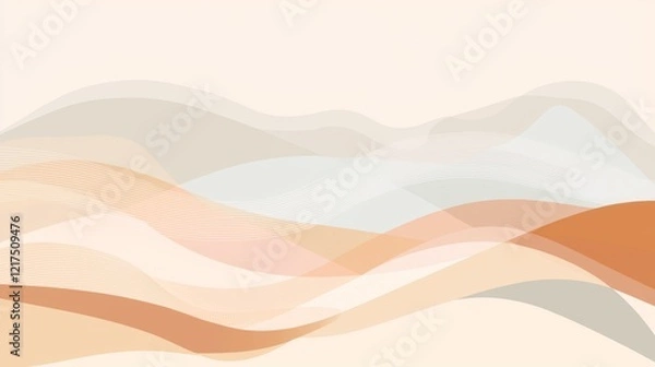 Fototapeta Soft pastel hues blend seamlessly in an abstract composition, with gentle, undulating lines creating a serene and calming visual experience, perfect for backgrounds and design elements