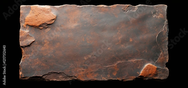 Fototapeta Ancient rectangular stone tablet with textured surface and rough edges, showcasing weathered appearance. This artifact evokes sense of history and mystery