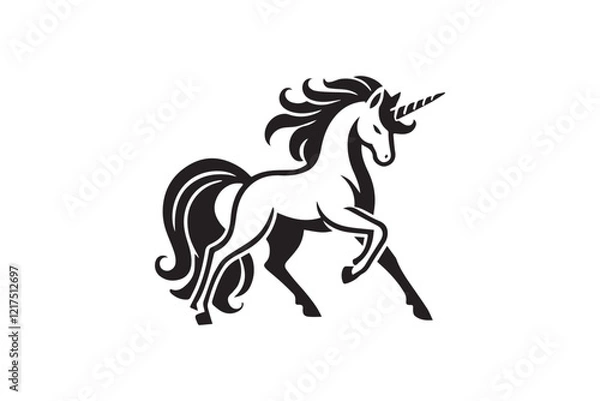 Obraz  black and white simple unicorn vector silhouette 