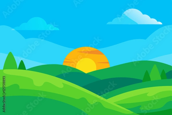 Fototapeta landscape with mountains and blue sky