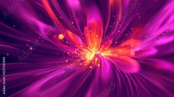 Obraz Abstract Purple And Orange Flower Light Burst Design