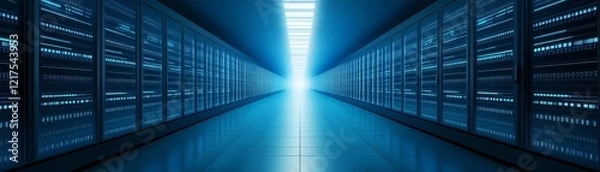 Obraz Servers in a data center, powering connectivity, performance, and management